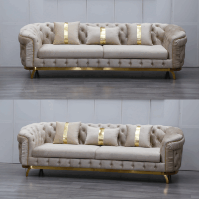 Modern Velvet Chesterfield Tufted Sectional Sofa