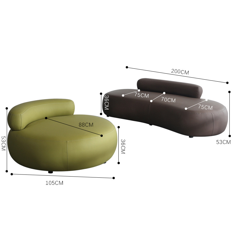 Factory Direct Premium Nordic Green Leather Curved Sofa - 图片 2