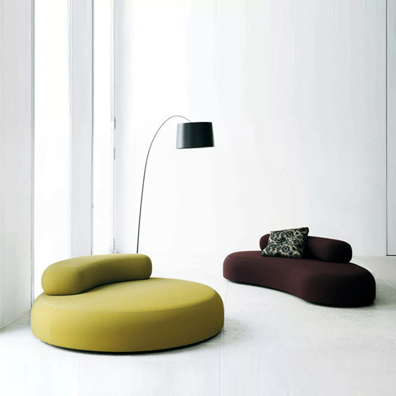 Factory Direct Premium Nordic Green Leather Curved Sofa