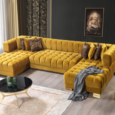 Luxury U-Shaped Velvet Sectional 7-Seater Villa Sofa Set