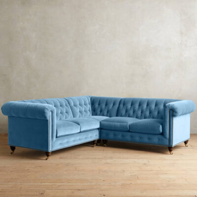 Luxury Chesterfield Sectional Sofa - Velvet 5-Seater Italian Set
