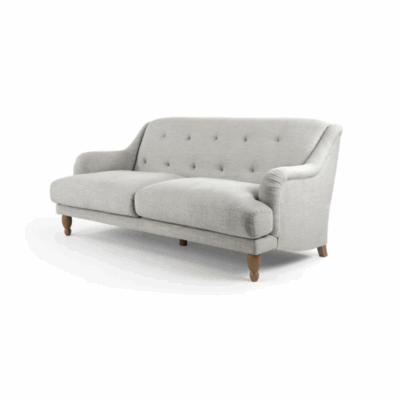 Classic White Fabric Sofa Set with Wooden Legs